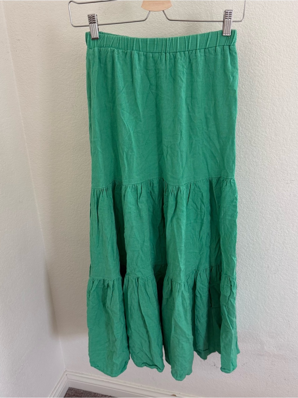Boho Cottagecore Festival Prairie tiered maxi Skirt linen blend size 8